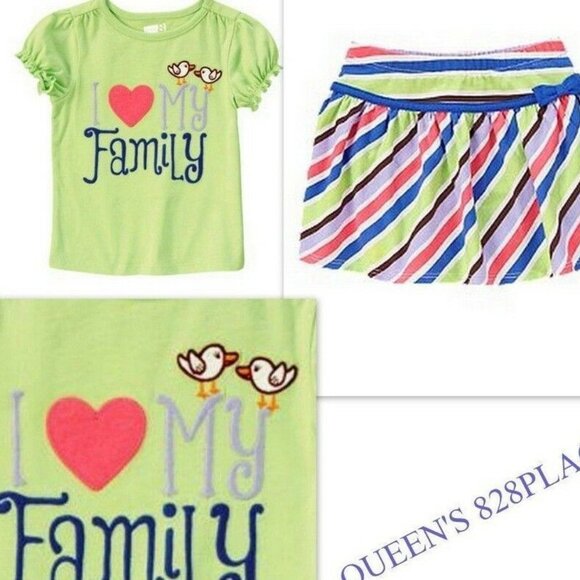 Nwt Crazy 8 Girls 12- 18 Months " I Love My Family" Skort Set Outfit - Picture 1 of 3